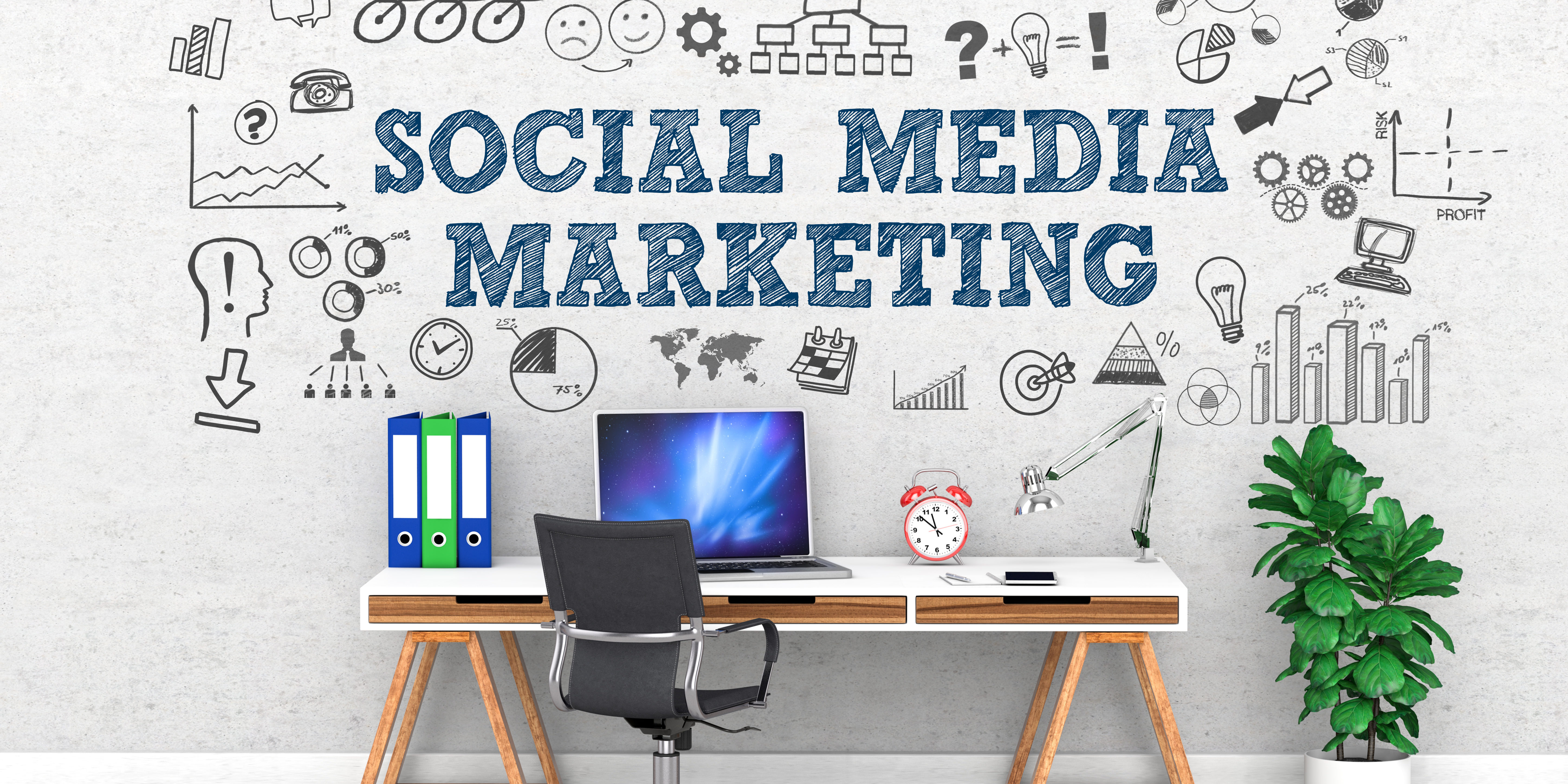 Social Media Marketing / Office / Wall / Symbol