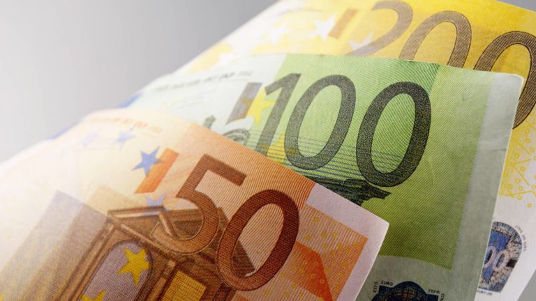 Euro, European Union money on a gray background